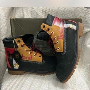 Timberland premium 6 in waterproof boots black red and Nubuck